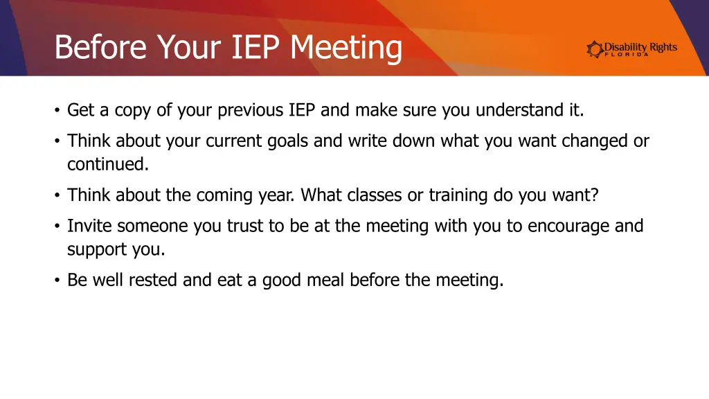 before your iep meeting