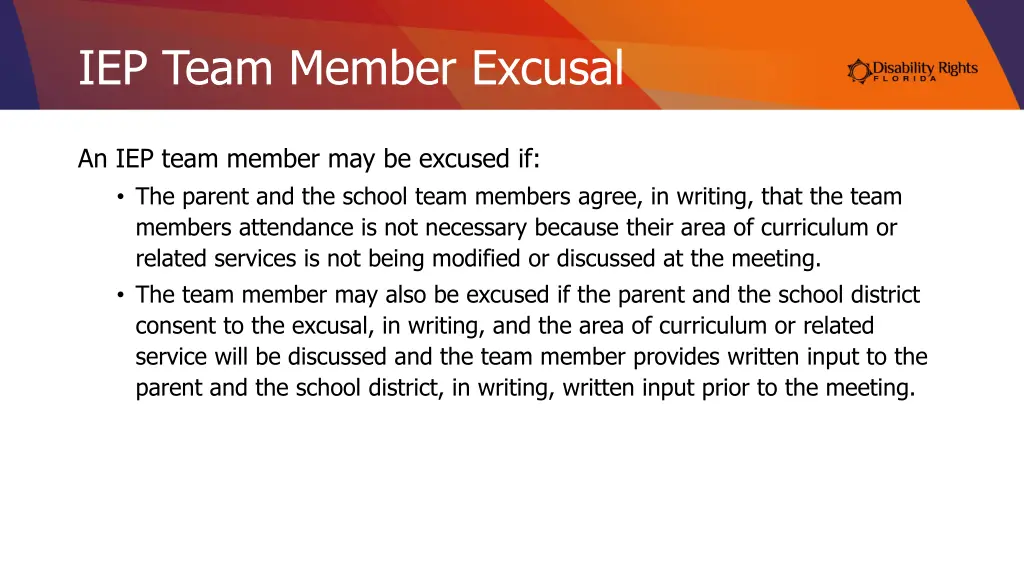 iep team member excusal
