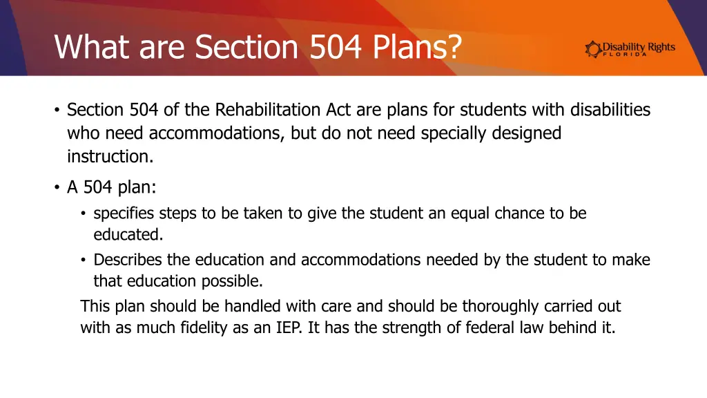 what are section 504 plans