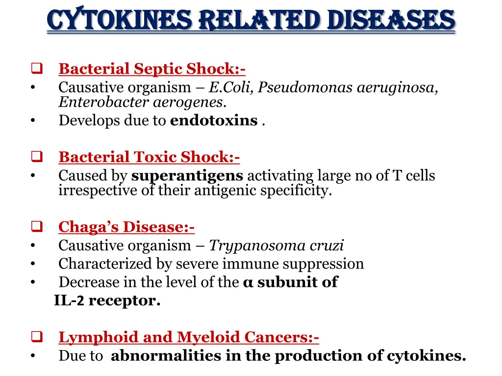 cytokines related diseases cytokines related