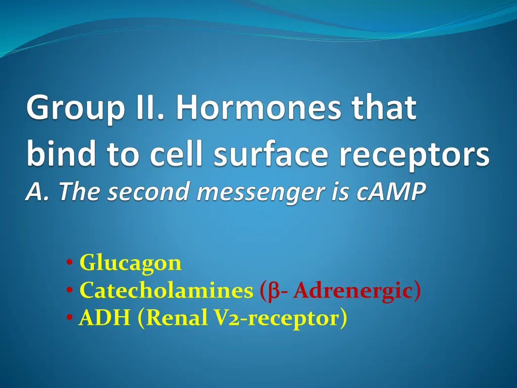 glucagon catecholamines adrenergic adh renal