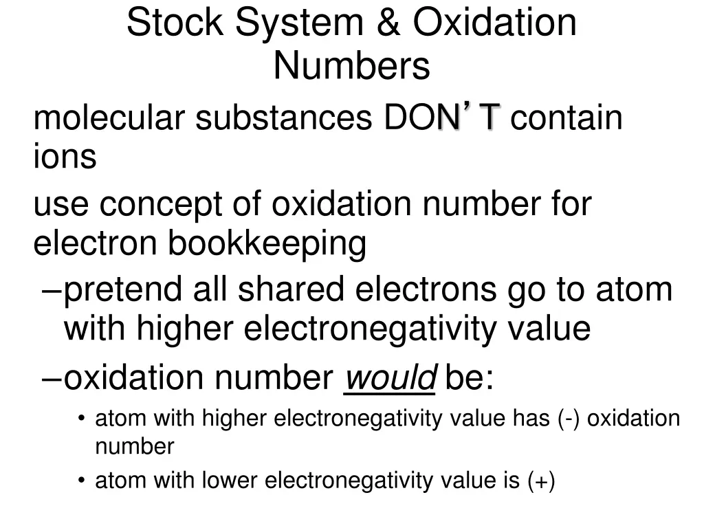stock system oxidation numbers molecular