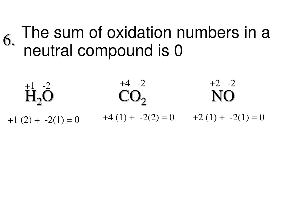 the sum of oxidation numbers in a neutral