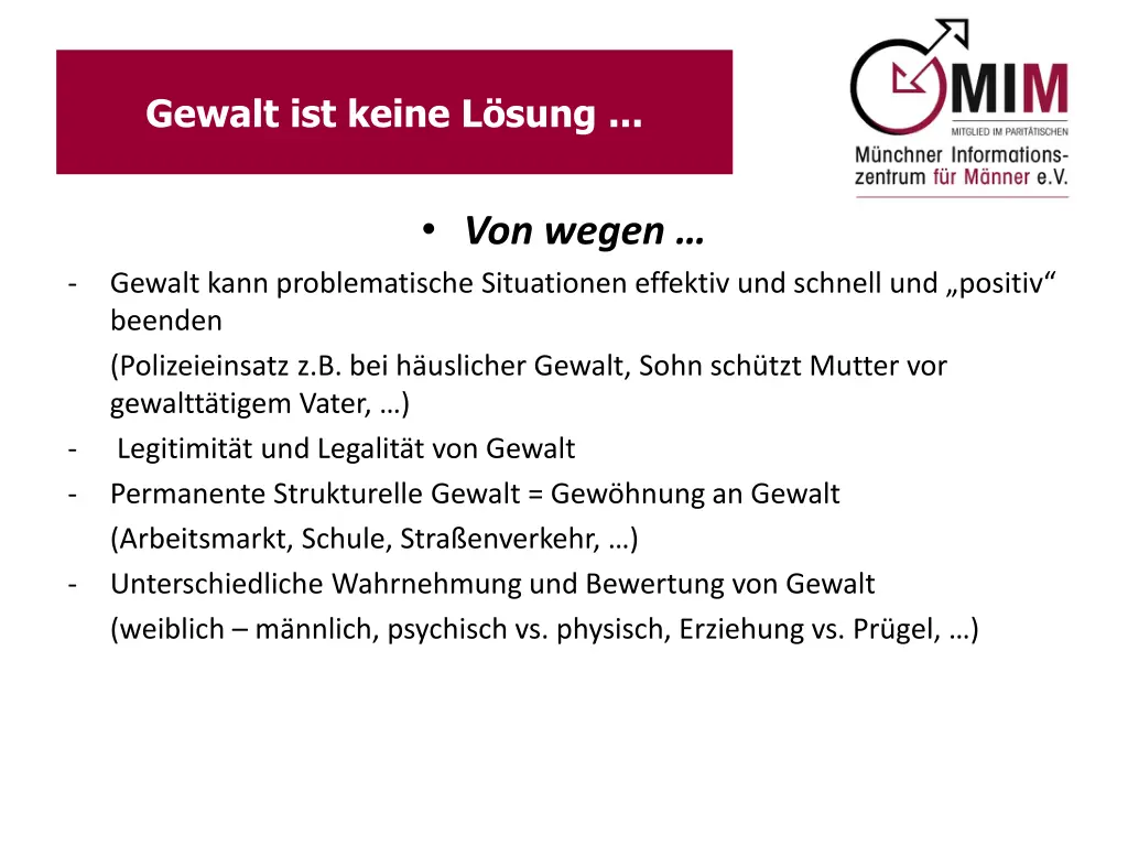 gewalt ist keine l sung