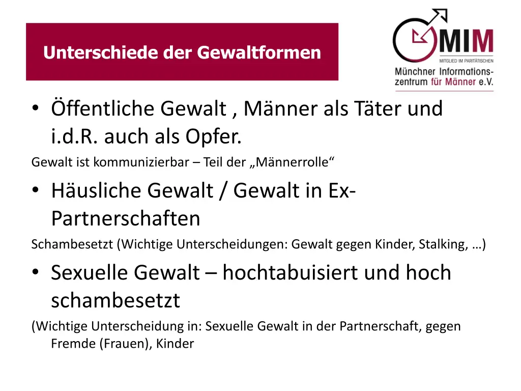 unterschiede der gewaltformen