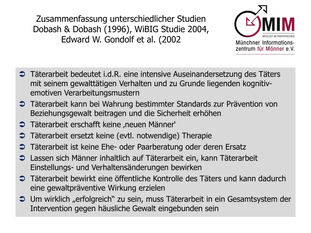 zusammenfassung unterschiedlicher studien dobash