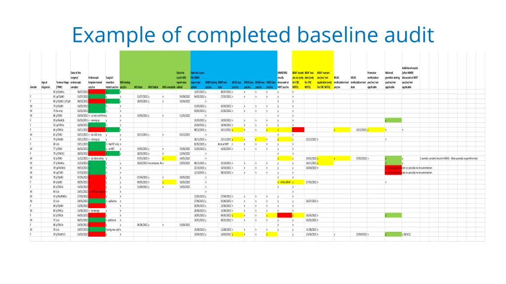 example of completed baseline audit