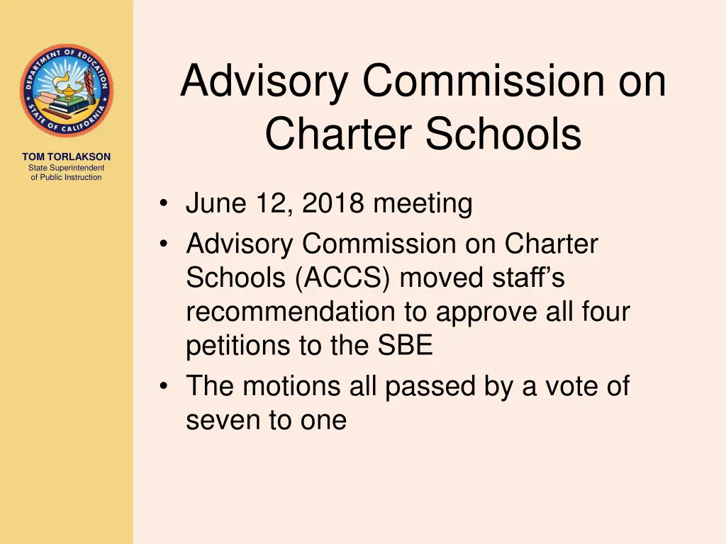 advisory commission on charter schools