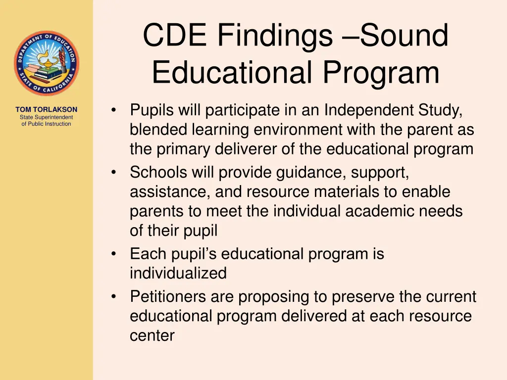 cde findings sound educational program