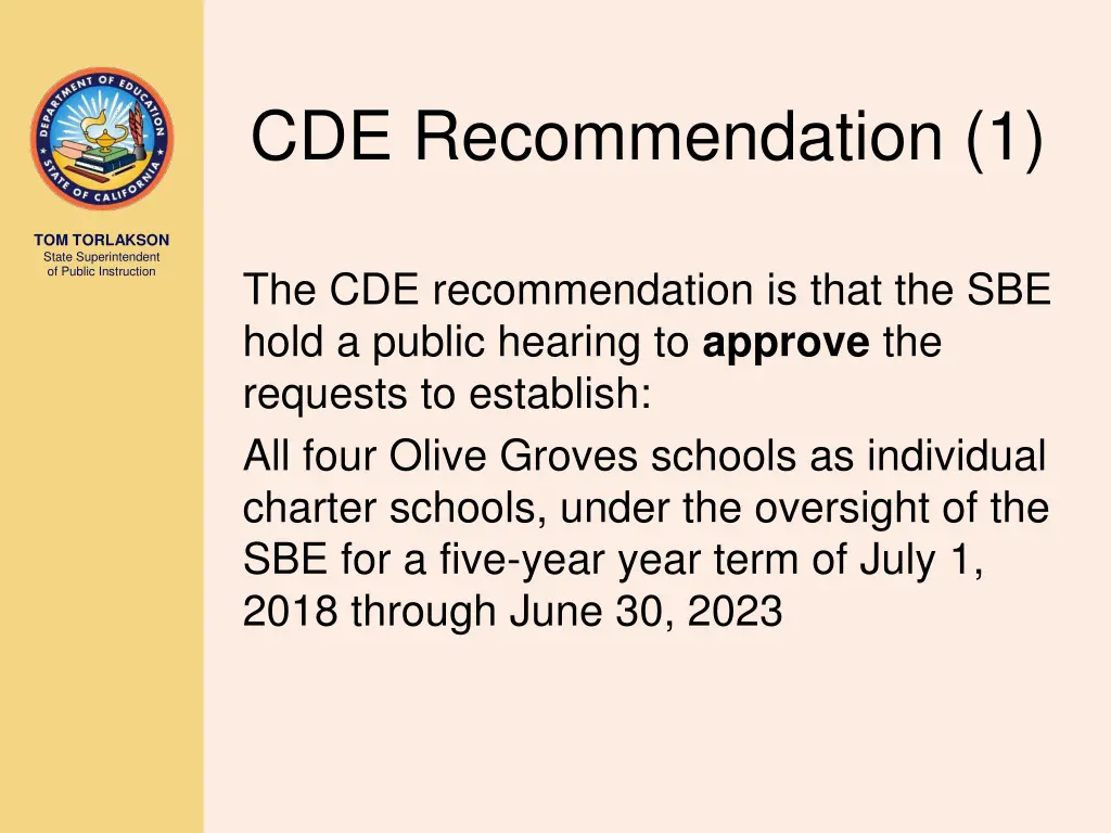 cde recommendation 1