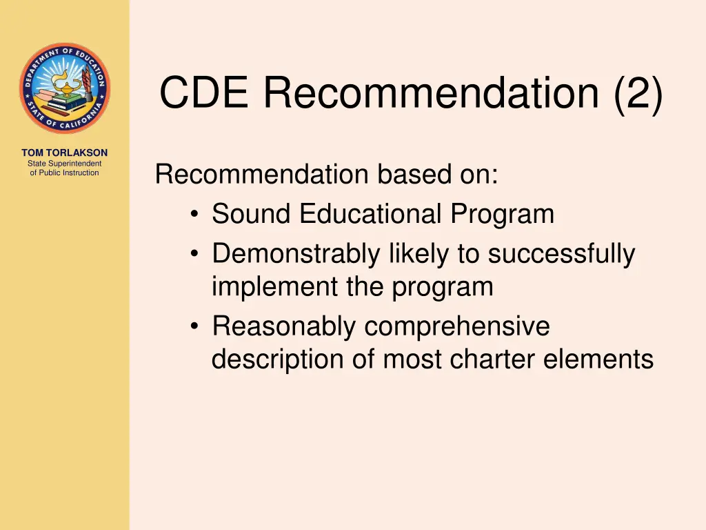cde recommendation 2