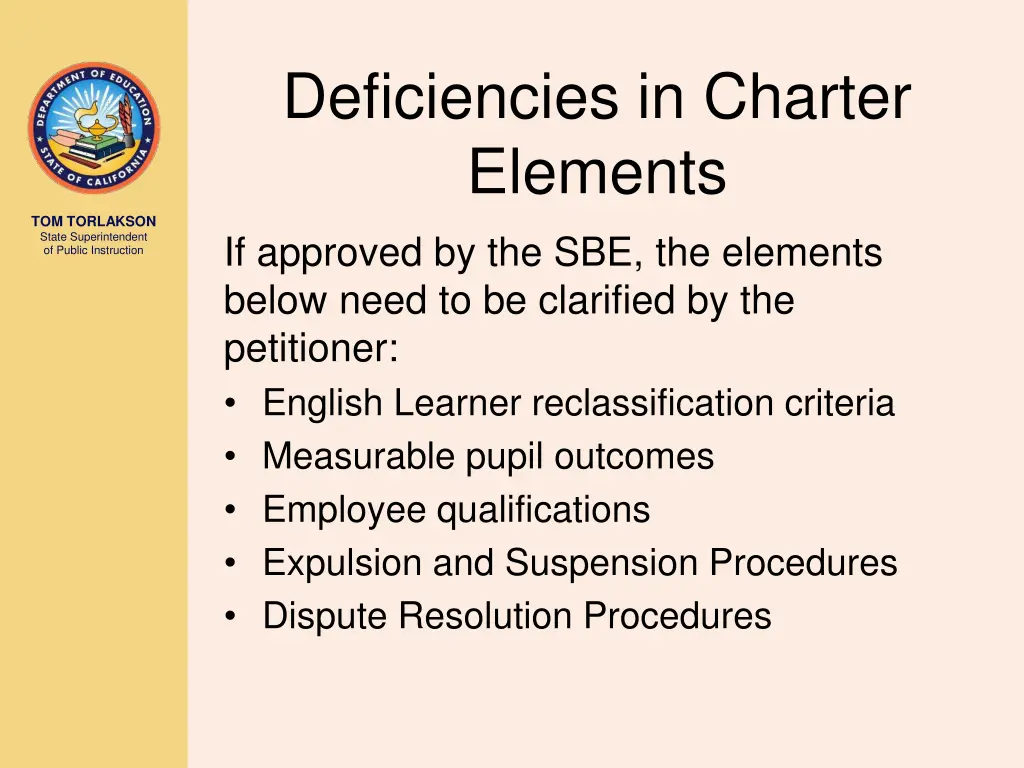 deficiencies in charter elements