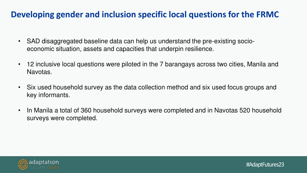 developing gender and inclusion specific local