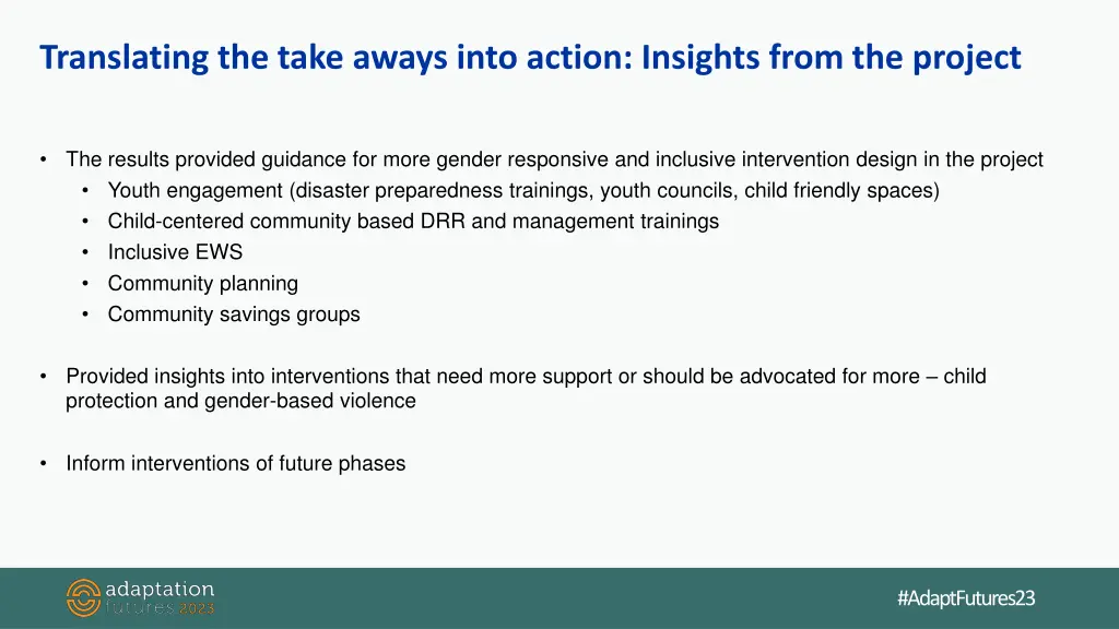 translating the take aways into action insights