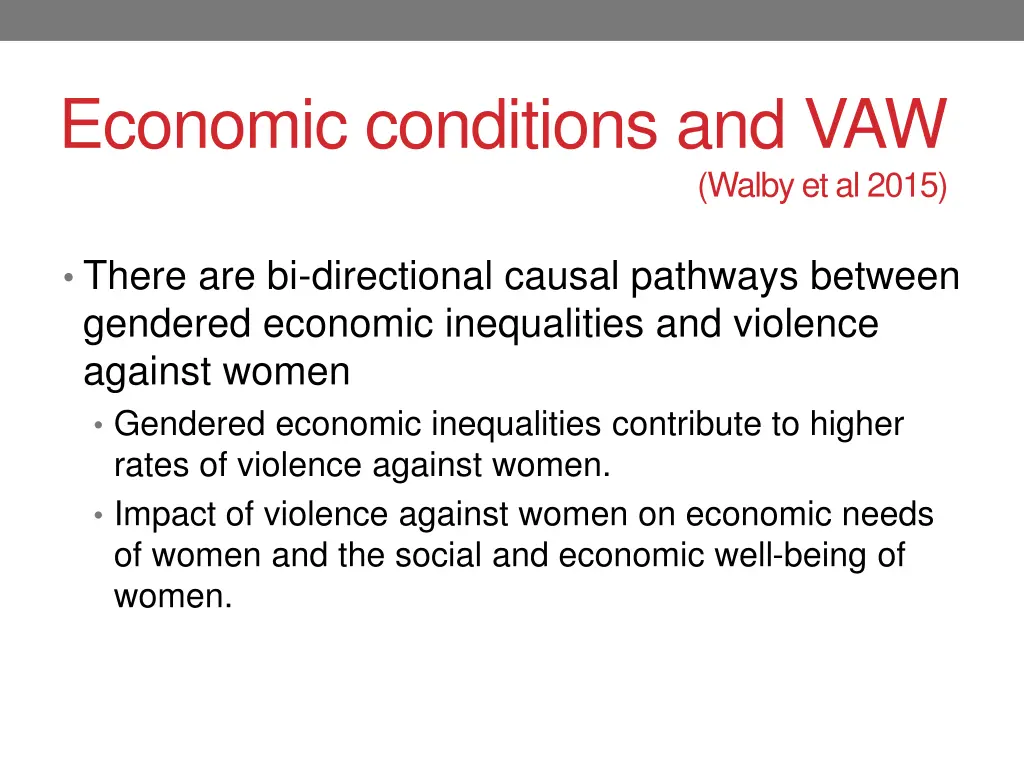 economic conditions and vaw