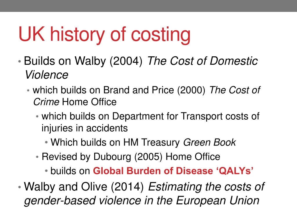 uk history of costing