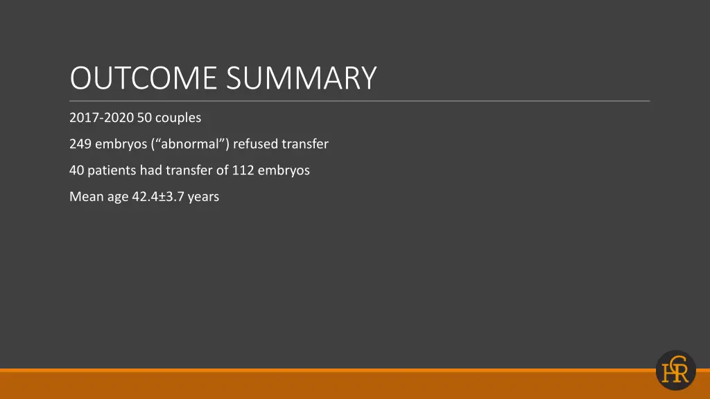 outcome summary