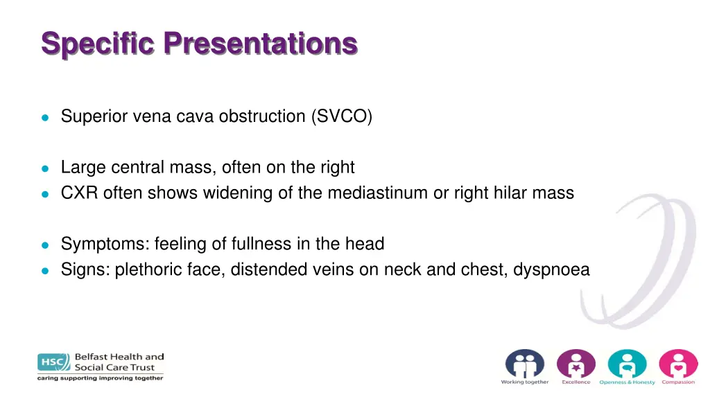 specific presentations