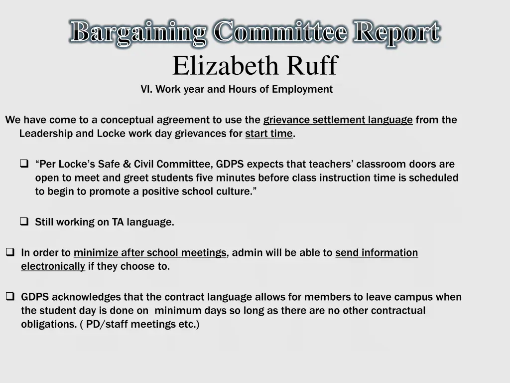 bargaining committee report elizabeth ruff