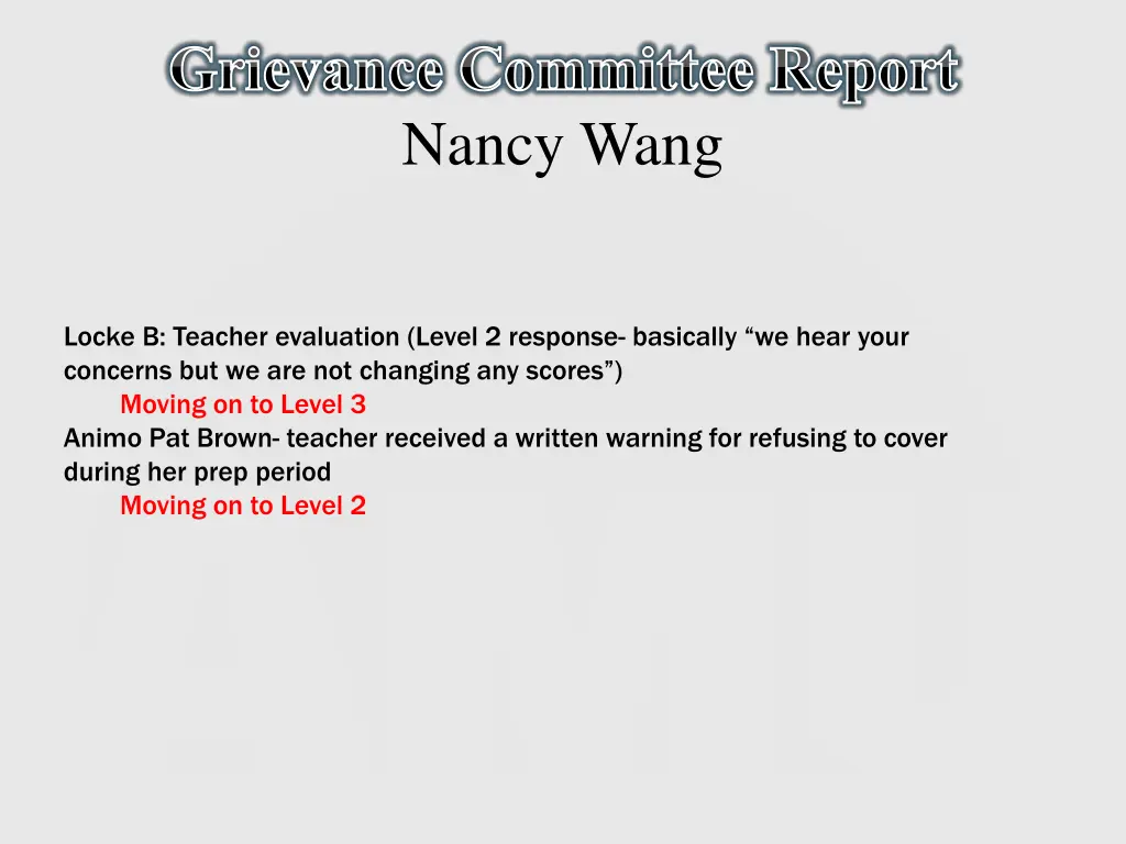 grievance committee report nancy wang