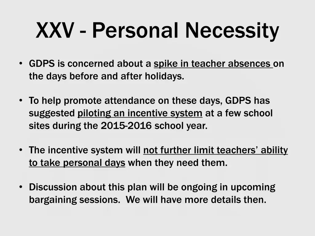 xxv personal necessity