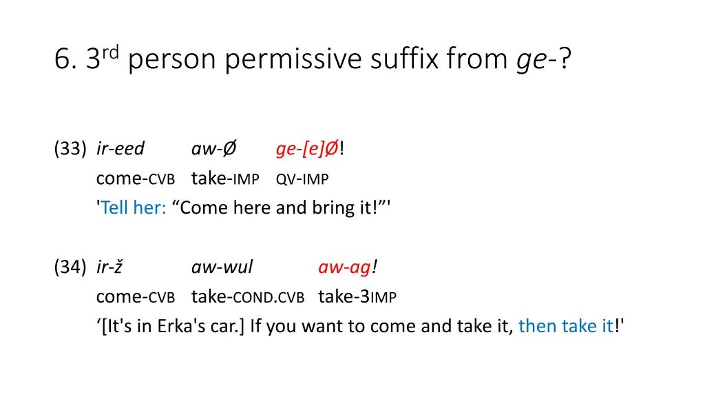 6 3 rd person permissive suffix from ge