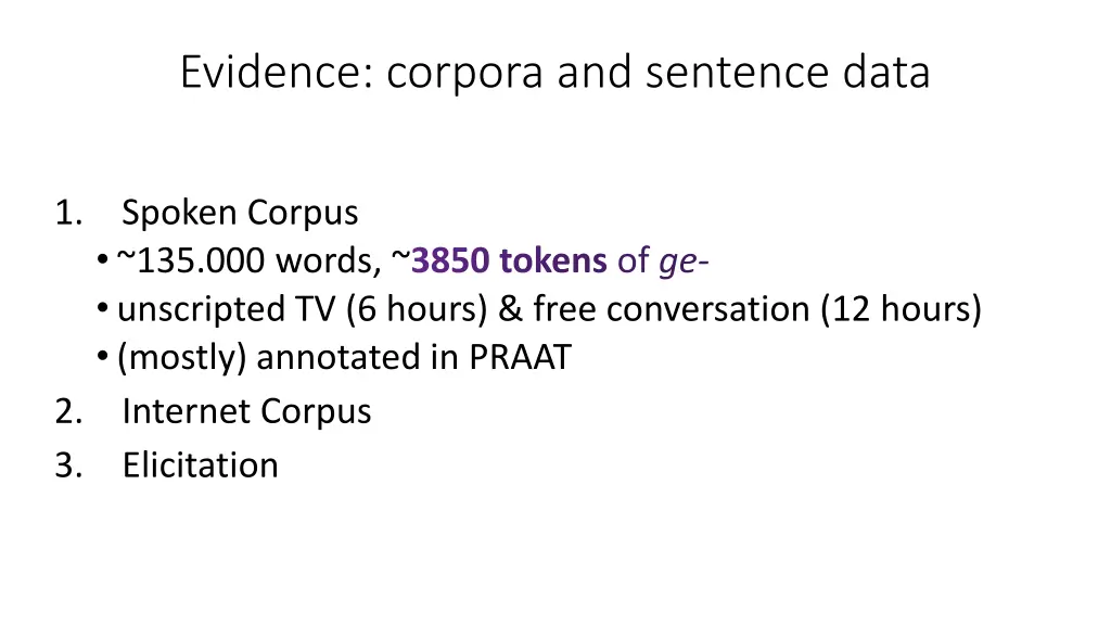 evidence corpora and sentence data