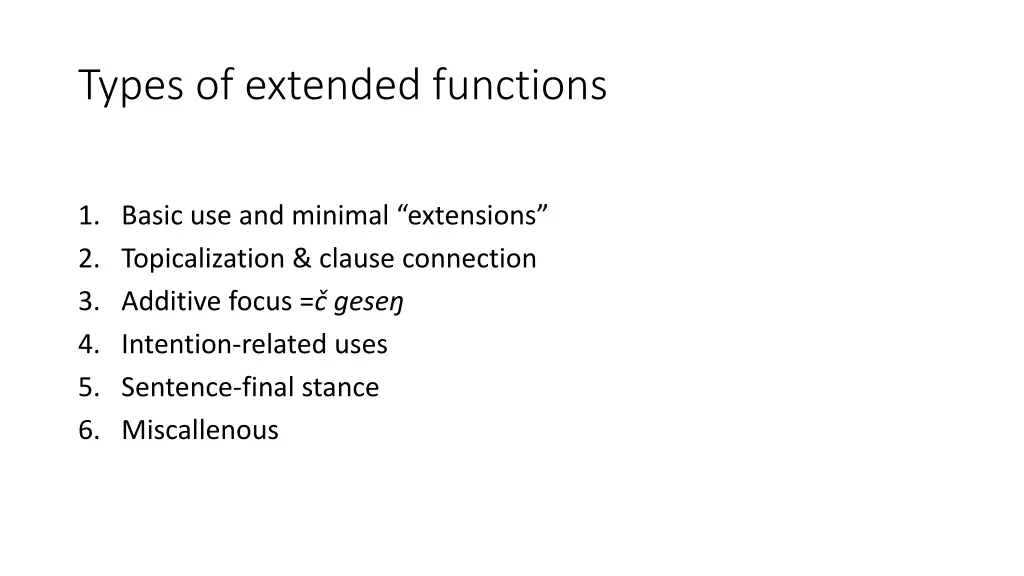 types of extended functions