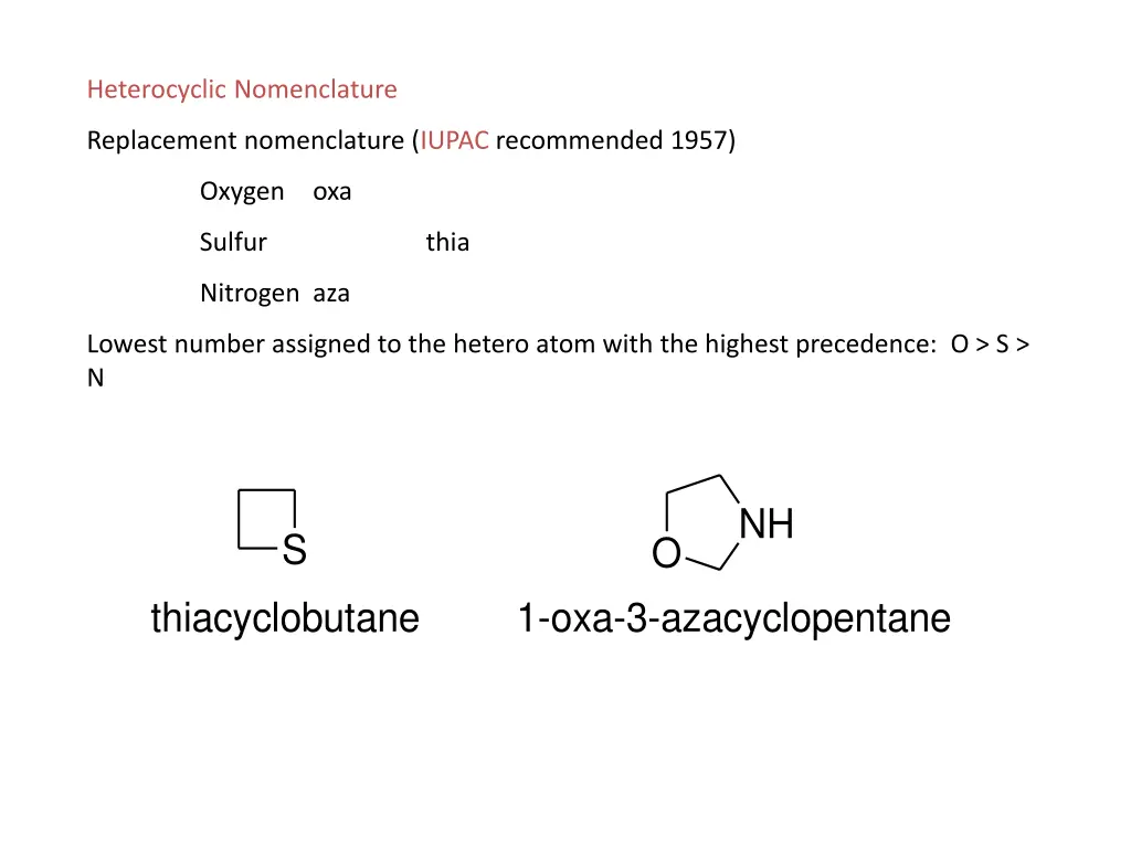 heterocyclic nomenclature