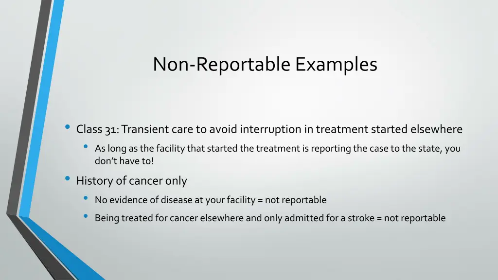 non reportable examples