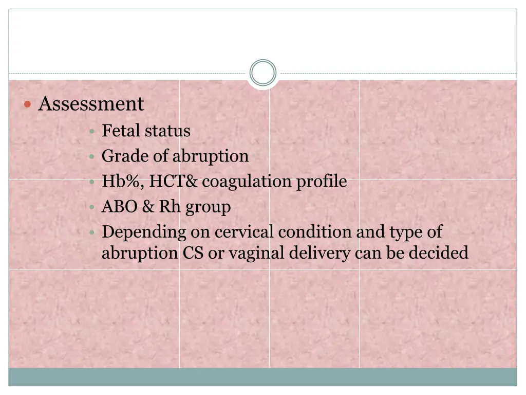 assessment fetal status grade of abruption