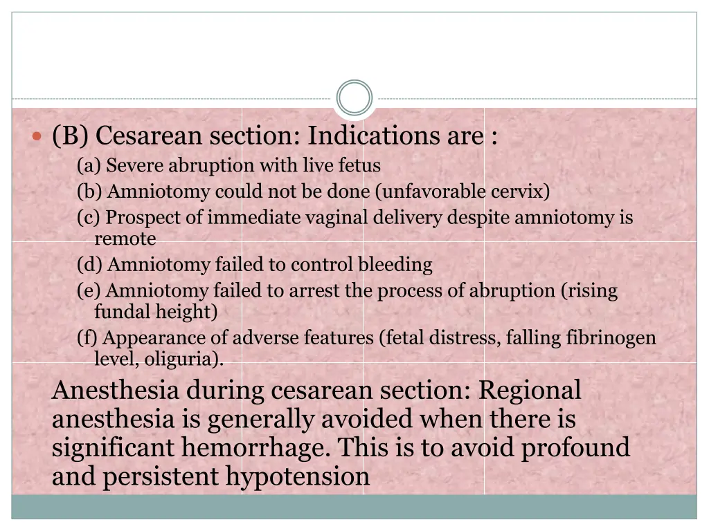 b cesarean section indications are a severe