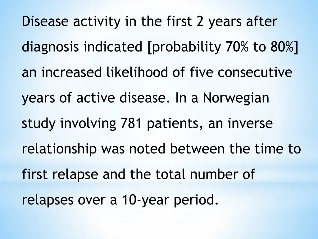 disease activity in the first 2 years after