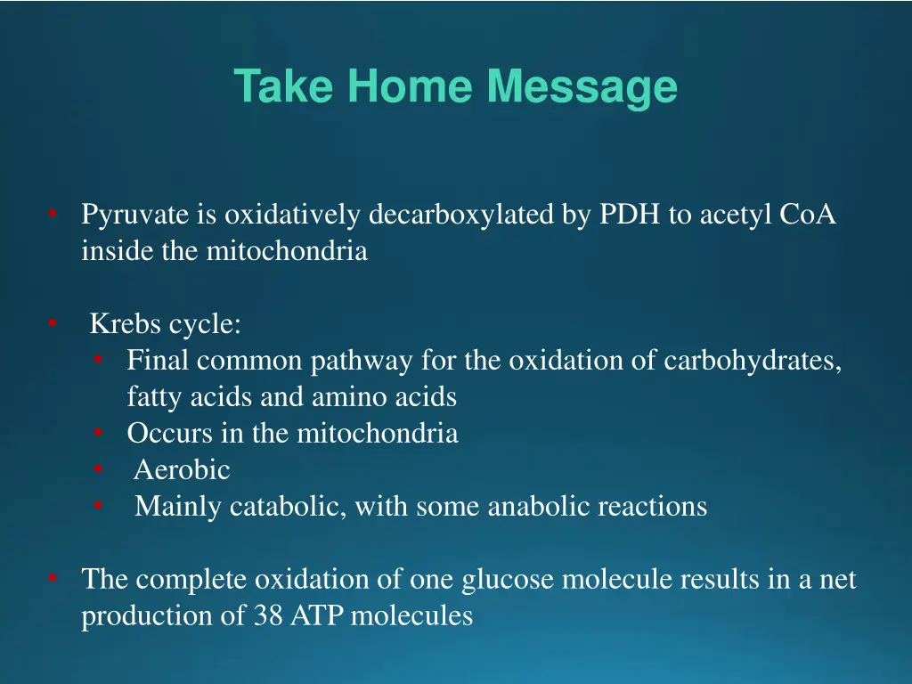take home message