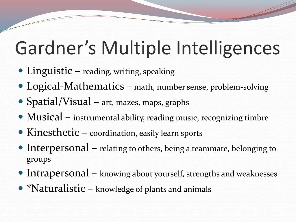 gardner s multiple intelligences