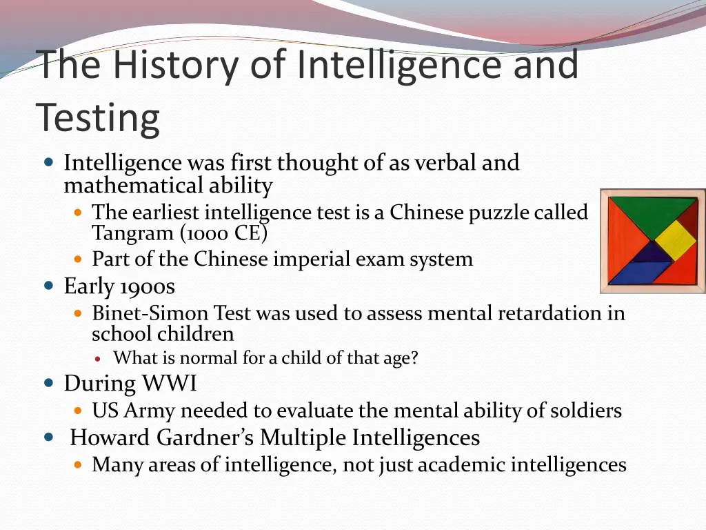 the history of intelligence and testing