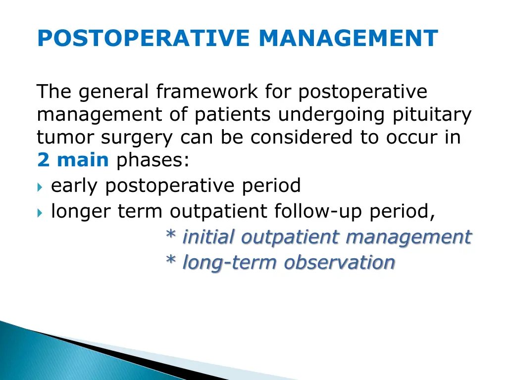 postoperative management