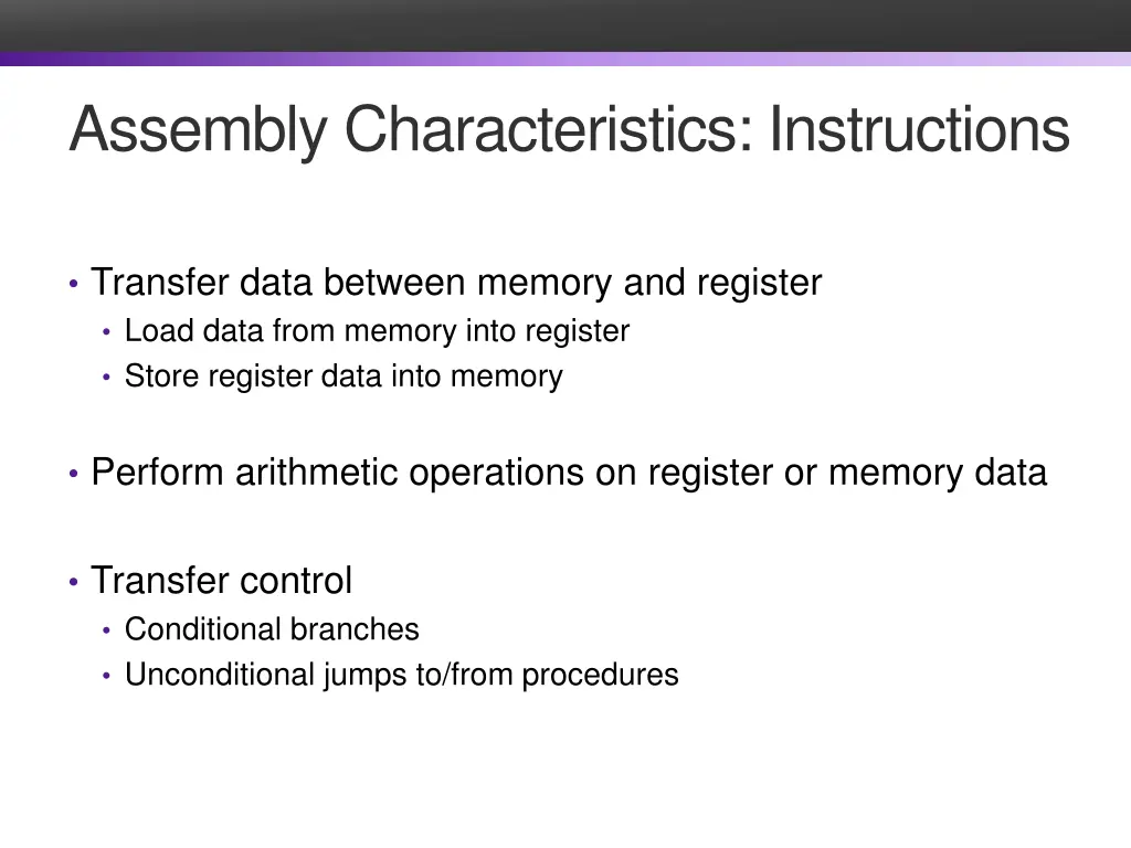 assembly characteristics instructions