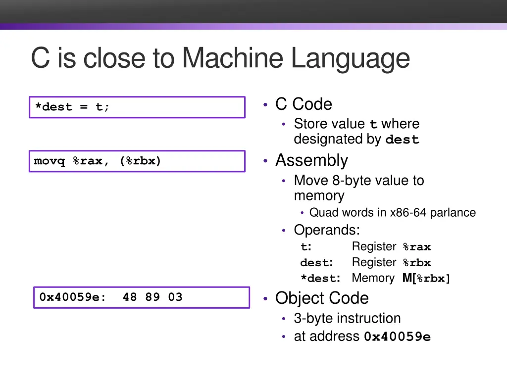 c is close to machine language