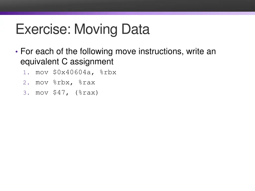 exercise moving data