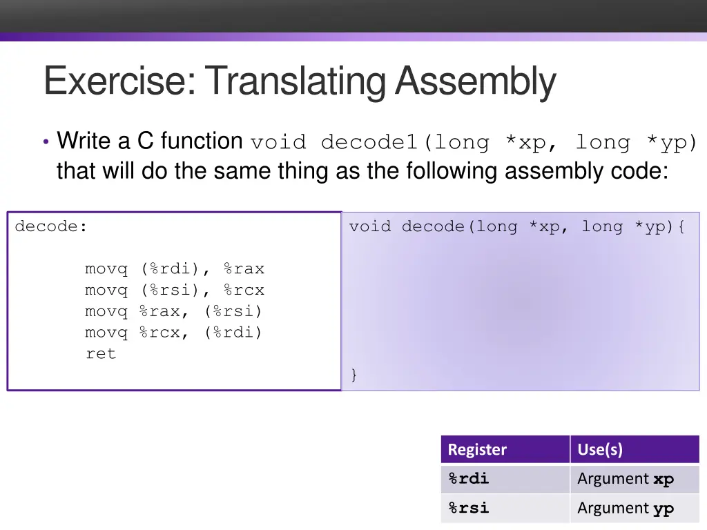 exercise translating assembly