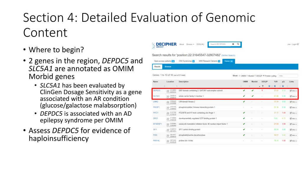 section 4 detailed evaluation of genomic content