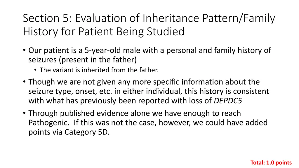 section 5 evaluation of inheritance pattern