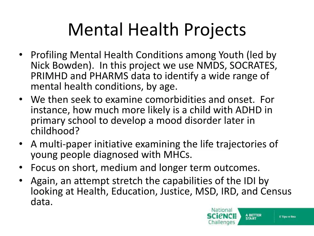 mental health projects