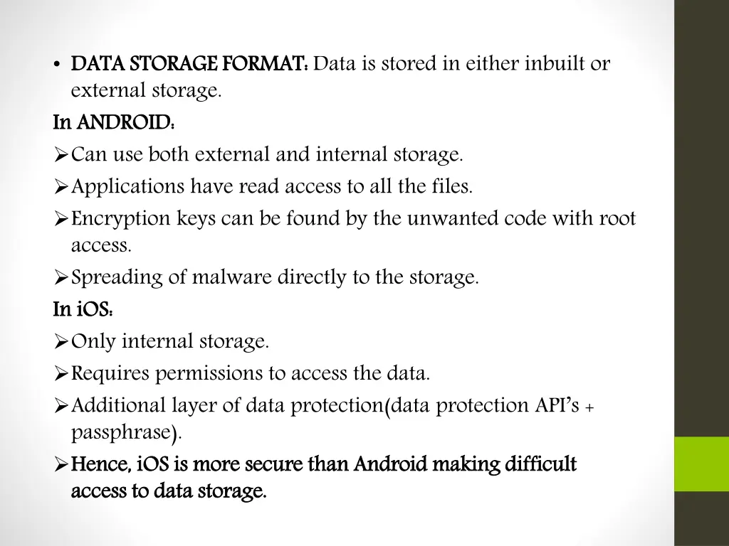data storage format external storage in android