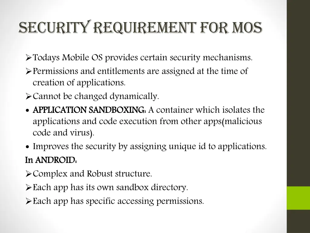 security requirement for mos