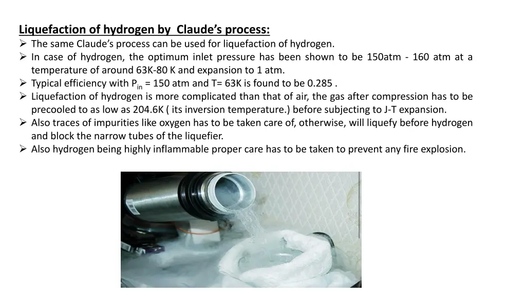 liquefaction of hydrogen by claude s process