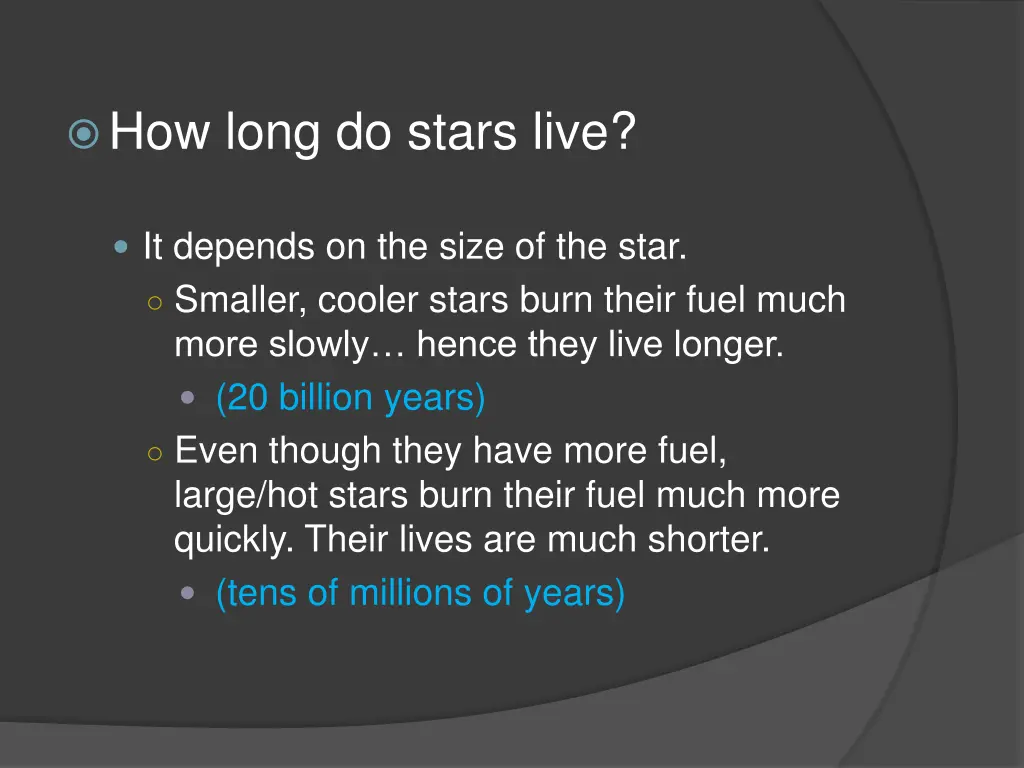 how long do stars live