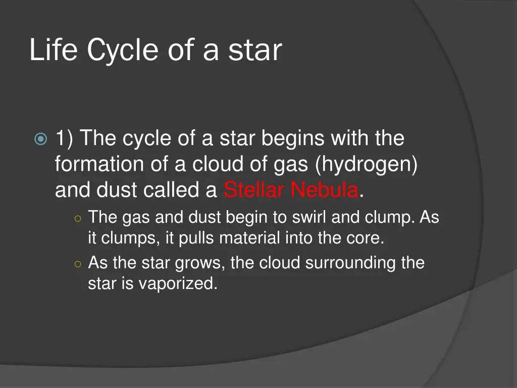 life cycle of a star