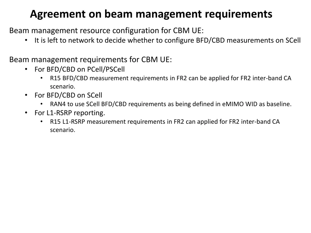 agreement on beam management requirements